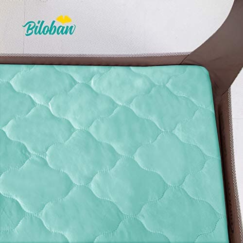 Waterproof Sheet for Pack n Play Quilted, Playard Sheet Protector 39" X 27" fits for Baby Foldable and Playard Mattress, Portable Mini Crib, Aqua — view 3