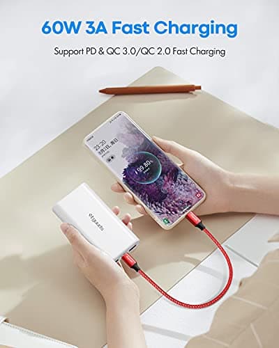 etguuds USB C to USB C Cable 1ft, 2-Pack 60W USBC to USBC Cord, Type C to C Charger Cable Fast Charging for iPhone 17 16 15 Pro Max Plus Air, Samsung Galaxy S25 S24 S23, for MacBook/iPad, Pixel — view 2