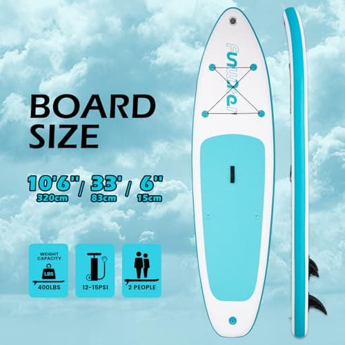 FunWater 10'6''/11'/11'6''Inflatable Ultra-Light Stand Up Paddle Board for All Skill Levels with Premium SUP Paddleboard Accessories,Non-Slip Comfort Deck for Youth & Adults