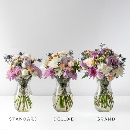 Callia Flowers - Soft Pastel Fresh Flower Bouquet - (Standard) - Hand-Tied Fresh Cut with Vase, Fresh Flowers Delivery for Birthday, Sympathy, Get Well -Floral Arrangements with Local Delivery — view 2