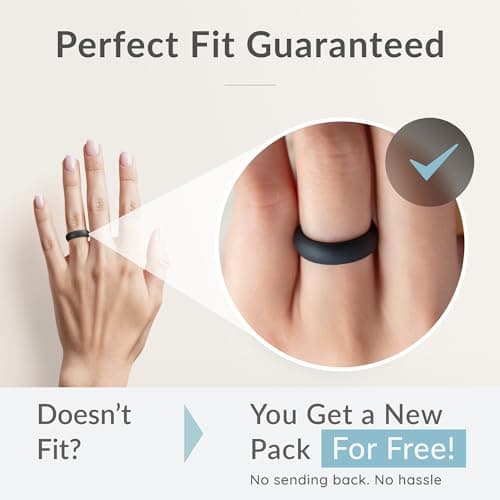 ThunderFit Silicone Bridal Rings Set for Women, 5.5mm Wide, 2mm Thick, Wedding Rubber Bands, Variety Multipack 1-12