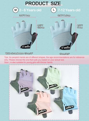 Bawnhaw Kids Fingerless Cycling Gloves Non-Slip Bike Gloves for Girls Boys 3-6T, Blue Breathable Half Finger Youth Girls Gloves for Biking, Skating, Scooter, Sports — view 3