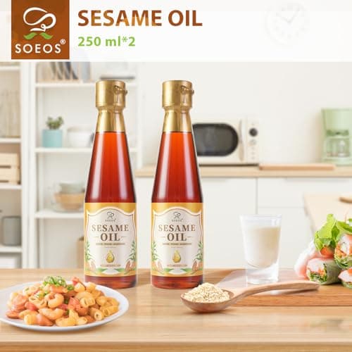 Soeos Toasted Sesame Seed Oil, 250 ml(8.45 Fl Oz) Pack of 2, Nutty Flavor for Asian Food, Noodles, Soup, Baking, Stir-Fry. — view 2