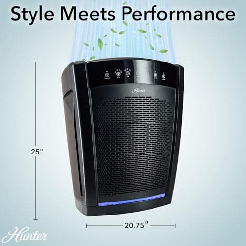 Hunter HP800 Air Purifiers for Home Large Room and Bedroom. True HEPA Air Purifier for Pets, Odors, Allergens, Smoke, Dust, VOC's. 4 Fan Speeds, Quiet Sleep Mode. Cleans 2585 Ft² per Hour. White — view 2