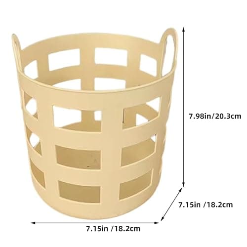 Small Plastic Imitation Rattan Laundry Basket with Handles Clothes Organizer Portable Reusable Storage Hamper for Bathroom and Home Lightweight Hollow-Out Design, 20 X18CM — view 3