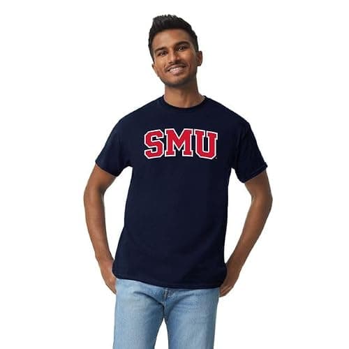 Barnesmith Southern Methodist University SMU Mustangs Short Sleeve Adult Unisex T-Shirt, Classic, Navy, Medium