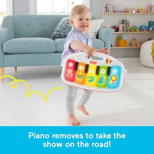 Fisher-Price Baby Playmat Deluxe Kick & Play Piano Gym Learning Toy & 2 Maracas Soft Rattles for Newborn to Toddlers Ages 0+ Months — view 4