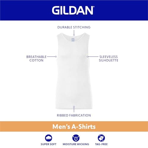 Gildan Men's A-Shirt Tanks, Multipack, Style G1104, Black (12-Pack), Small — view 2