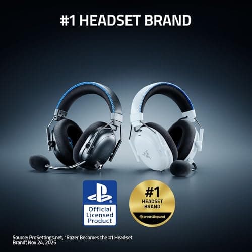 Razer BlackShark V3 Pro Wireless ANC Gaming Headset for PS5: Full Band Mic - 50mm Drivers - 2.4 GHz, Bluetooth, 3.5mm - Works with PC, Mac, Nintendo Switch, Smartphone - Long Battery Life - Black