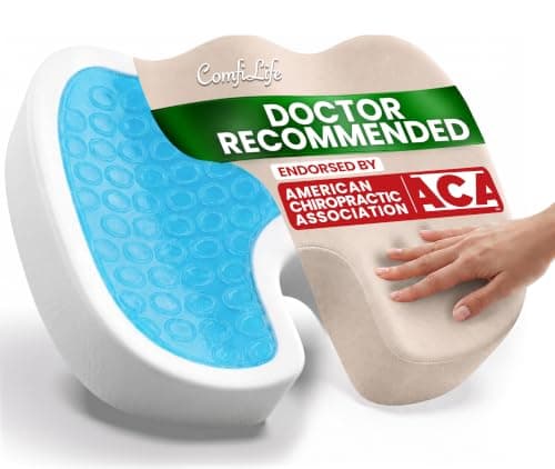 ComfiLife Premium Gel & Memory Foam Seat Cushion – Doctor Recommended Office Chair Cushion, Car Seat Cushion – Chair Cushions for Back & Sciatica Pain Relief – Seat Cushions for Office & Desk (Beige)
