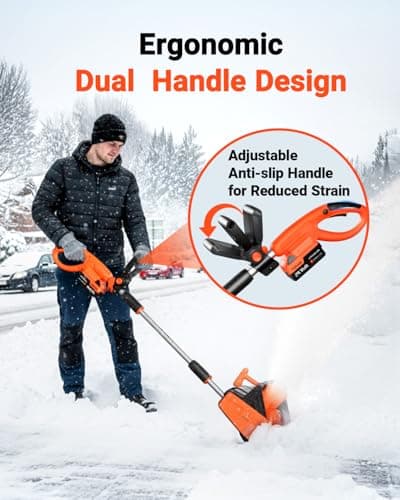 VOLTASK Cordless Snow Shovel, 24V | 13-Inch | 4-Ah Cordless Snow Blower, Battery Snow Blower with Directional Plate & Adjustable Front Handle (4-Ah Battery & Quick Charger Included) — view 4