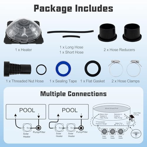 IRONMAX Solar Pool Heater for Above-Ground & Inground Pools, Outdoor Swimming Heater with Dome Cover, Foldable Legs & Rotatable Hose Connectors for Easy Setup, Portable Solar Powered Heaters (2 Pack) — view 3