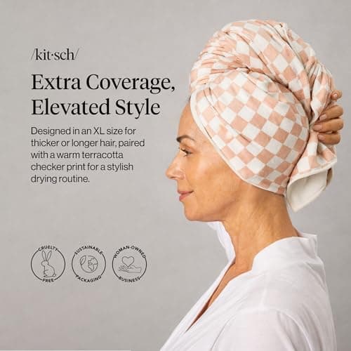 Kitsch XL Plush Microfiber Hair Towel Wrap for Women - Terracotta, 40x24 in