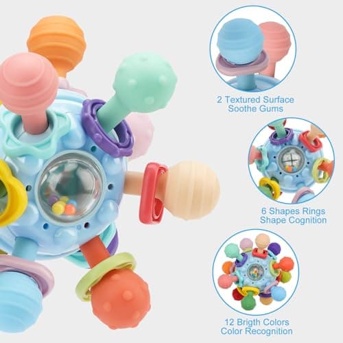 Baby Montessori Sensory Toys for 0-6 6-12 Months, Baby Teether Teething Toys for Babies 0 3 6 9 12 18 Months, Newborn Infant Learning Developmental Toys Gifts for 1 2 Year Old Boys Girls — view 2