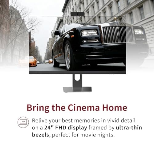 Cybrimax All in One Desktop Computer, 24" Display, i5 CPU Up to 3.3 GHz, 16GB RAM, 256 GB SSD, Privacy Protection Webcam, WiFi 6 + BT 5.3, Win11 Home, Black — view 3
