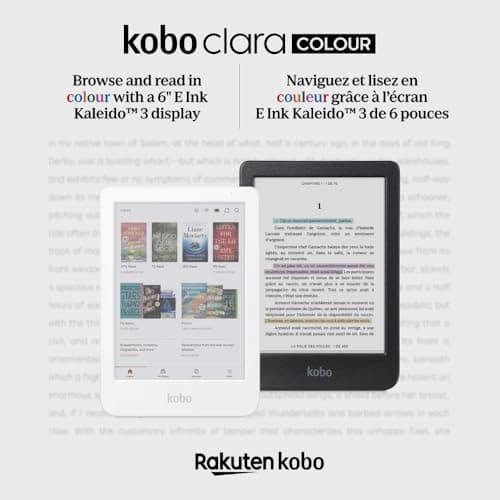 Kobo Clara Colour | Colour eReader | 6” Glare-Free Colour E Ink Kaleido 3 Display | Dark Mode Option | Waterproof | Audiobooks | 16GB of Storage (White)