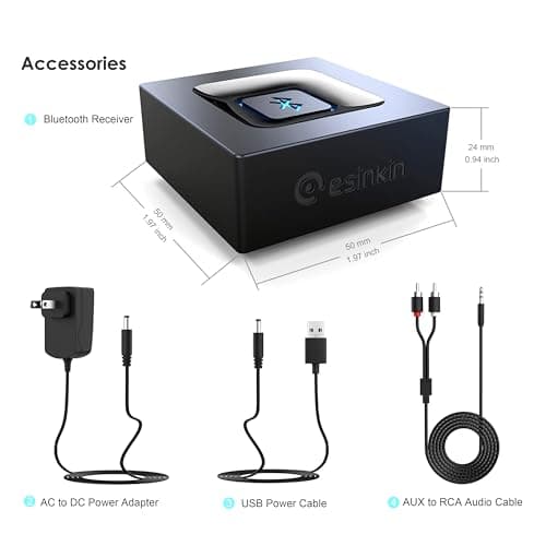 Bluetooth Audio Adapter for Music Streaming Sound System, Esinkin Wireless Audio Adapter Works with Smartphones and Tablets, Bluetooth Receiver for Home Stereo — view 5