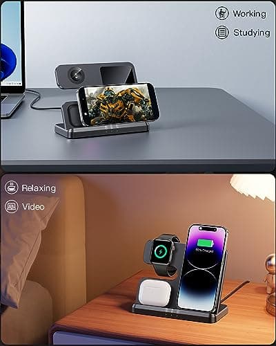 JARGOU 3 in 1 Charging Station for Apple Wireless Charger for iPhone 17 16e 16 15 14 13 12 11 X 8 & for iWatch Charger Wireless Charging Station for Multiple Devices for AirPods 2/3/4/Pro/Pro 2/Pro 3 — view 5