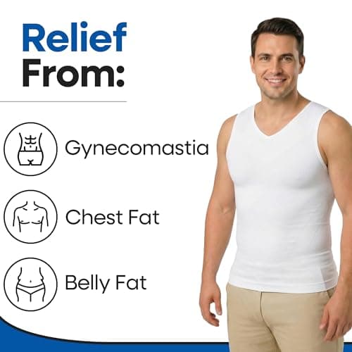 ARMSTRONG AMERICA Mens Compression Shirt Slimming Shapewear | V Neck Gynecomastia Compression Shirts for Men | Body Shaper Undershirt Tank Top (XX-Large, White) — view 2