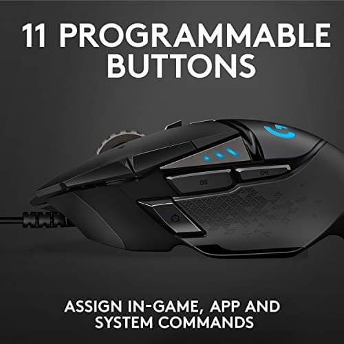 Logitech G502 Hero High Performance Wired Gaming Mouse, Hero 25K Sensor, 25,600 DPI, RGB, Adjustable Weights, 11 Programmable Buttons, On-Board Memory, PC/Mac, Black — view 3