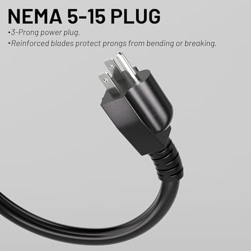 Vockjour 2 Pack 3 ft 16/3 Appliance and Power Tool Cord, 14 AWG 3 Prong Black Heavy Duty Replacement Power Cord with Open End, NEMA 5-15P, 125V AC Pigtail, 13A 1625W, ETL Listed — view 2