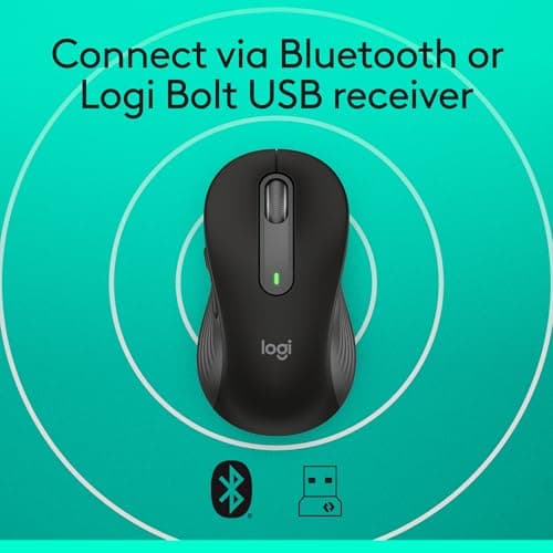 Logitech Signature M650 L Full Size Wireless Mouse - for Large Sized Hands, 2-Year Battery, Silent Clicks, Customizable Side Buttons, Bluetooth, for PC/Mac/Multi-Device/Chromebook - Black — view 5