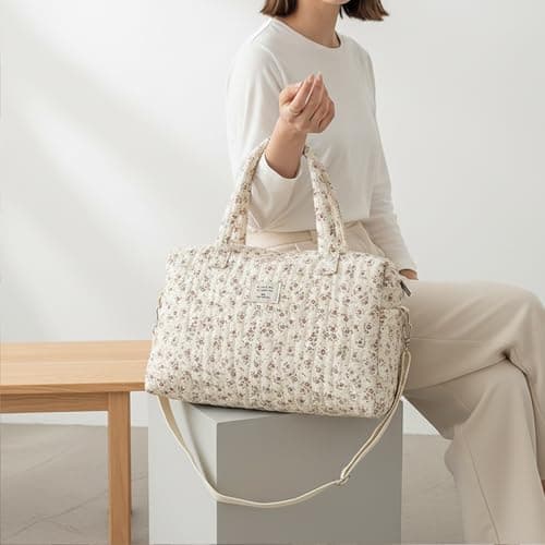 Quilted Diaper Bag, Adjustable Soft Floral Diaper Bag for Women, Multi-Pocket Large Mommy Bags for Travel and Daily Use — view 5