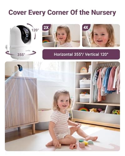 Comfyer BM01 7" HD Split-Screen Baby Monitor with 2 Cameras, Video Baby Monitor with Camera and Audio, Flexible Bracket, Non-WiFi, VOX Mode, 2 Way Audio, Remote PTZ, Auto Night Vision — view 5