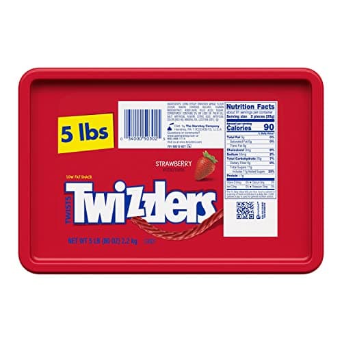 TWIZZLERS Twists Strawberry Flavored Licorice Style, Chewy Holiday Candy Tub, 5 lb