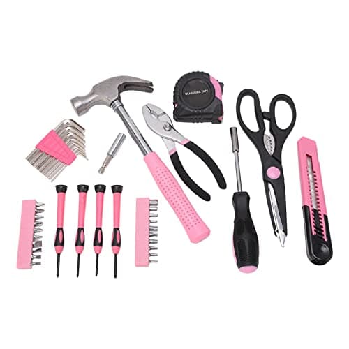 39 Pcs Household Tool Kit Pink Portable Hand Toolbox Hammer Screwdriver Wrench Repair Maintenance Tool Set for Girl — view 2