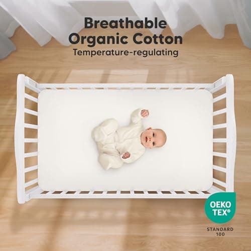 KeaBabies 2-pk Organic Cotton Crib Sheets for Boys Girls 58x28 (Woodland) — view 2