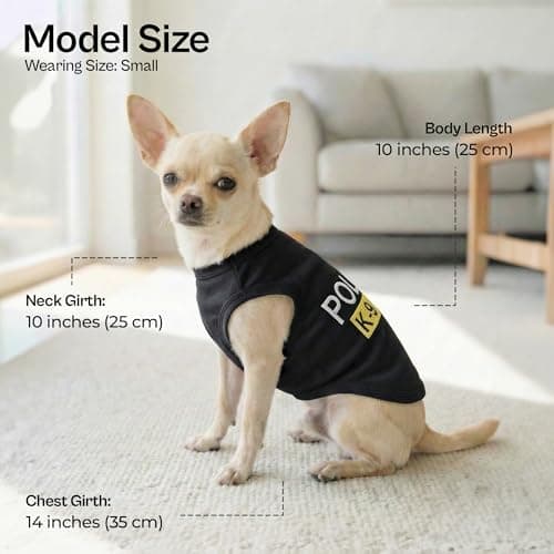 Parisian Pet Unisex Dog T-Shirt - Embroidered 'Police k-9 Unit' Dog Clothes - 100% Cotton, Dog Costume - Breathable Police Dog Vest - Machine Washable Dog Shirts for Small Dogs - S — view 2