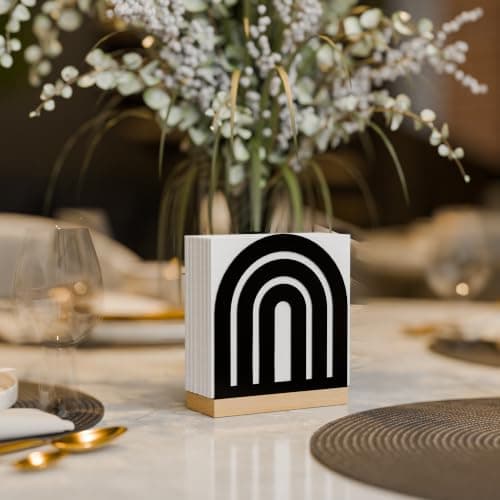 NBPUJ Metal Napkin Holder for Table with Wood Base, Matte Black Cocktail Napkin Dispenser, Compact Arch Round Frame Decorative Holder for Kitchen Countertop, Dining Table, Restaurant, Home. — view 8