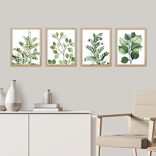 SIGNWIN Framed Green Pastel Forest Fern Leaf Wall Art, Set of 4 Collage Nature Garden Wall Decor Prints, Nature Wilderness Wall Décor for Living Room, Bedroom - 11"x14" Natural — view 2