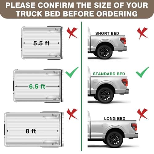 TripleAliners Truck Bed Mat Compatible with 2015-2024 Ford F150 Accessories 6.5FT Vehicle Bed Mat Perfectly Flush All Weather Protection TPE Heavy Duty Pickup Car Bed Cargo Mat
