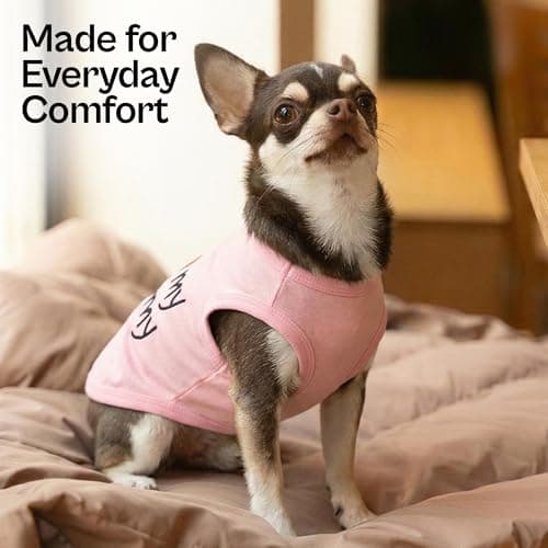 Parisian Pet Dog T-Shirt with Embroidered 'I Love My Mommy' Words - 100% Cotton, Pink Dog Clothes - Breathable Sleeveless Pet Vest - Machine Washable Dog Shirts for Small Dogs, S — view 4