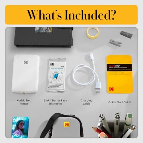 KODAK Step Instant Smartphone Photo Printer, Portable Mini Color Wireless Mobile Printer, Zink 2x3” (5.1x7.5 cm) Sticky-Back Photos, Bluetooth Compatible with iOS & Android Devices, Editing App, White — view 2