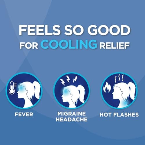 HealthWise Instant Cool Gel Patches | Migraine & Fever Relief | 12-Count | 4.75” x 2” | Soothing Menthol Vapors | Non-Medicated Formula