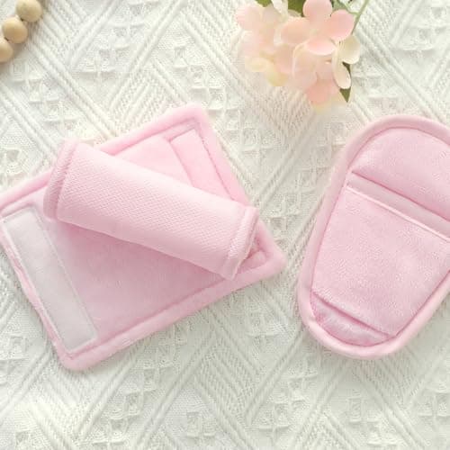 SWESEN Baby Car Seat Strap Covers, 3 Piece Soft Car Seat Strap Shoulder Pads for Baby Girls Boys, Double-Sided Use carseat Straps Covers for Stroller, Car Seats, Pushchair, Pink — view 2