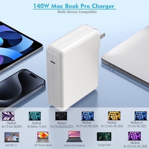 Macbook Pro Charge,140w Fast Mac book Air/Pro Charger With 6FT Fast Charger USB C to C Cable Cord For Apple MacBook Pro/MacBook Air 16 15 14 13 Inch,M1 M2 M3,iPad Pro,Samsung Galaxy & All USB C Device — view 5