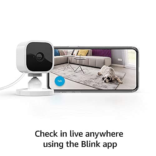 Blink Mini - Compact indoor plug-in smart security camera, 1080p HD video, night vision, motion detection, two-way audio, easy set up, Works with Alexa – 1 camera (White) — view 3