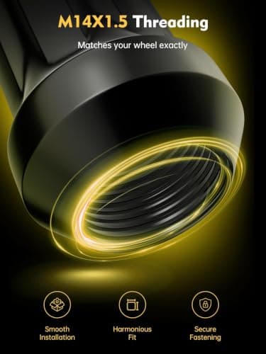 MIKKUPPA M14x1.5 Spline Lug Nuts - Replacement for Chevy Silverado, GMC Savana Sierra, Ford F250 F350 Super Duty, Ram 2500 3500 Aftermarket Wheel, 32pcs Black Closed End Lug Nuts with Socket Key — view 5