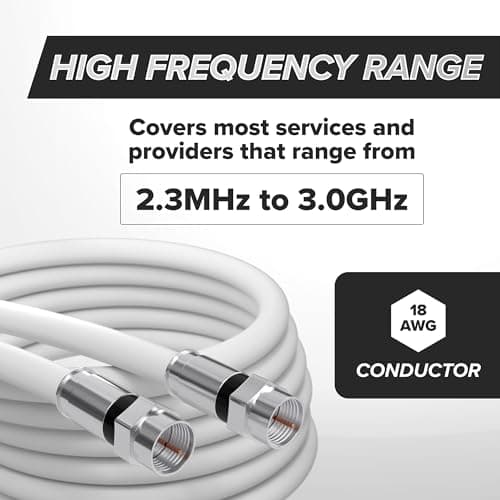 35 Foot White - Solid Copper Coax Cable - RG6 Coaxial Cable with Connectors, F81 / RF, Digital Coax for Audio/Video, Cable TV, Antenna, Internet, & Satellite, 35 Feet (10.5 Meter) — view 5