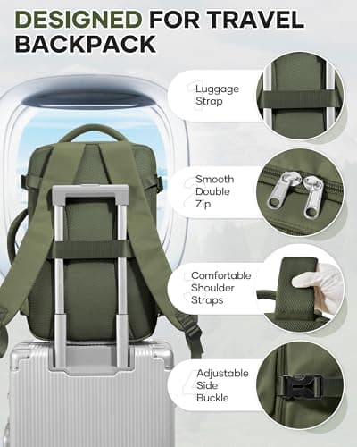 BJLFS Vacuum Backpack Travel with Pump Cabin Bags Women Travel Backpack with Vacuum System Carry on Bag for Airplane Vacuum Seal Hand Luggage Bag Men C03-Green — view 5