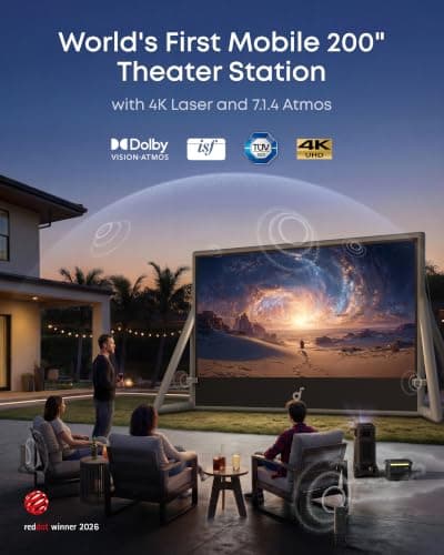 soundcore Nebula X1 Pro Mobile Theater: 4K Triple Laser Projector with 200" Silent Inflatable Screen, 3500 ANSI Lumens, 7.1.4 Dolby Atmos, 56000:1 Contrast, Optical Zoom, Wireless