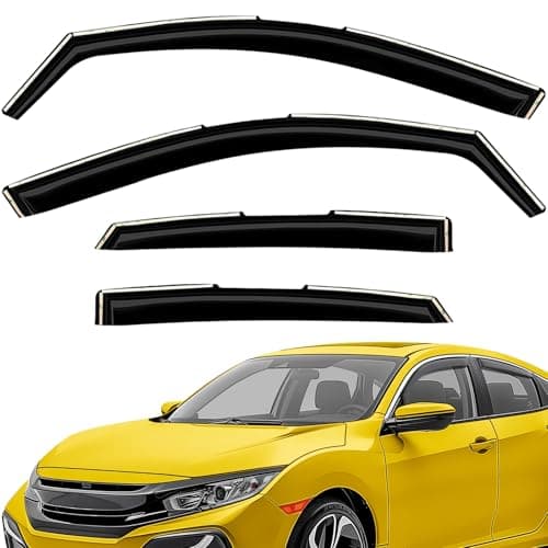 Extra Durable Window Deflectors in-Channel Window Visors Rain Guards Fit for Honda Civic 2016-2021 Sedan, Sun Visors, Wind Vent for Shades, Exterior Car Accessories - 4 pcs. AG0351