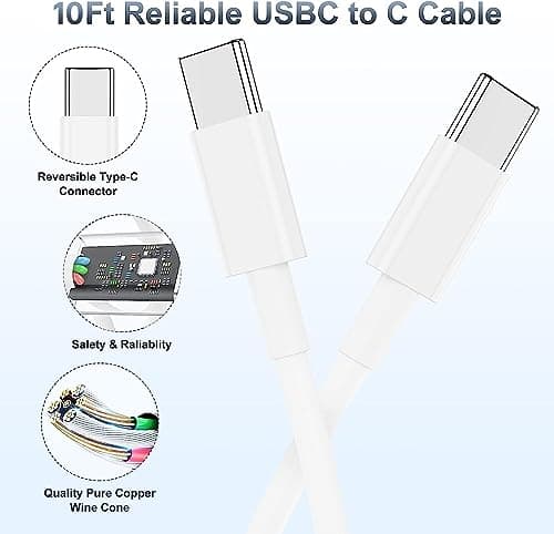 𝟐𝐏𝐚𝐜𝐤 𝟰𝟱𝗪 iPhone 17 16 15 Fast Charger,USB C Charging Block and 10ft Type C to C Cable Cord Long for Apple iPhone 17 Pro Max/17 Air/16 Pro/15 Plus/iPad/mini, Wall Plug Power Adapter Cube Brick — view 2