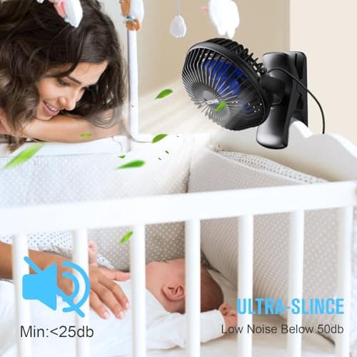 BESKAR USB Powered Clip on Fan, Portable Small Fan with Cord, 3 Speeds Strong Airflow, Personal Fan with Sturdy Clamp, Quiet Desk Fan & Clip Fan — view 2