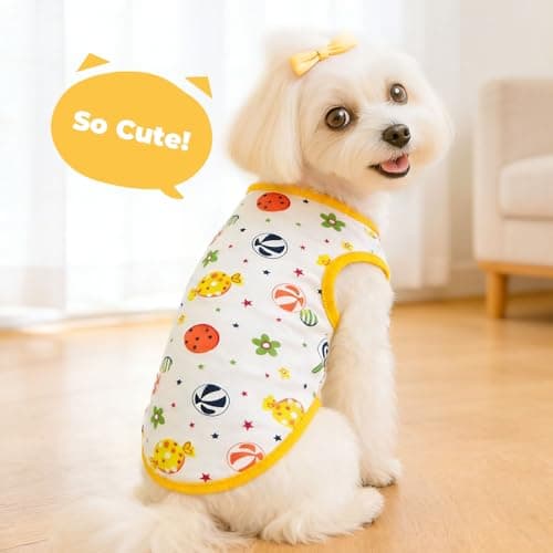 PETCARE Cartoon Dog Shirts for Small Dogs Cute Dog Clothes Yellow Lollipop Tshirt Soft Cotton Puppy Pajamas Breathable Sleeveless Pet Tank Top Spring Summer Dogs Clothes for Chihuahua Yorkie Shih Tzu — view 2