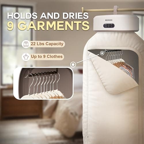 MOJOCO Portable Clothes Dryer - Mini/Compact Dryer for Apartment, RV, Travel - Small Quiet Fast-Drying Machine with Adjustable Timer & Hassle-Free Setup — view 5